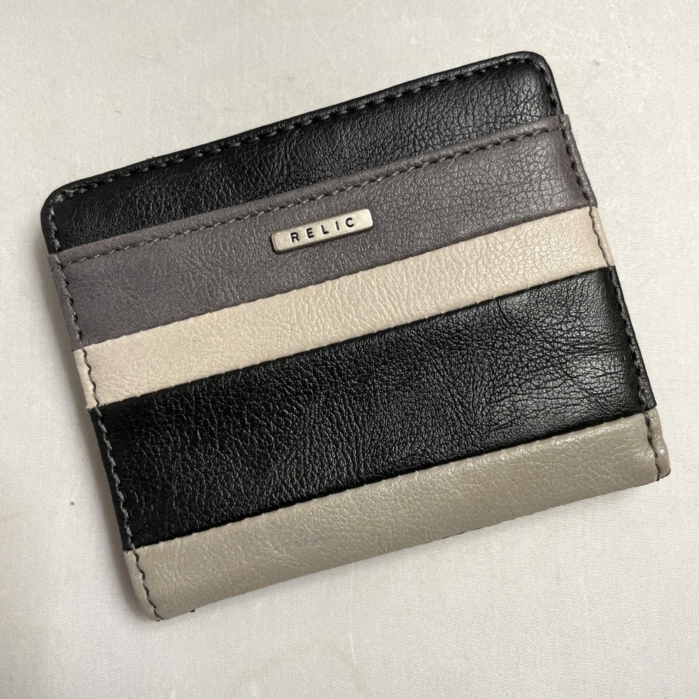 RELIC Wallet Womens Bifold Credit Card Coin Money Black Grey Snap Closure